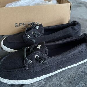 Sperry Black Canvas Boat Shoes Women’s 9.5